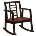 Wooden Rocking Chair with Upholstered Seat and Ladder Back for Living Room-Brown