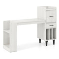 59" Home Office Desk with Side Storage Shelves and Drawer Cabinets for Bedroom-White