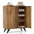 4-Tier Modern Freestanding Hidden Shoe Cabinet with 2 Doors-Natural