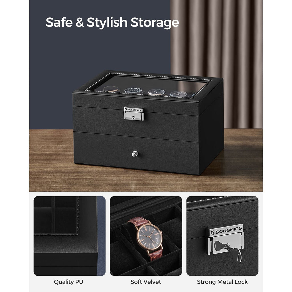 20-Slot Watch Box with Glass Lid