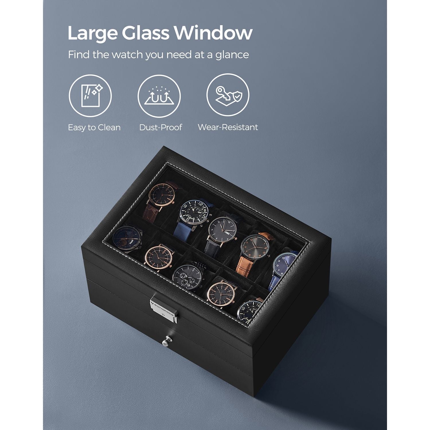 20-Slot Watch Box with Glass Lid