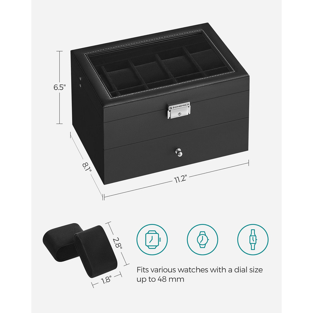 20-Slot Watch Box with Glass Lid