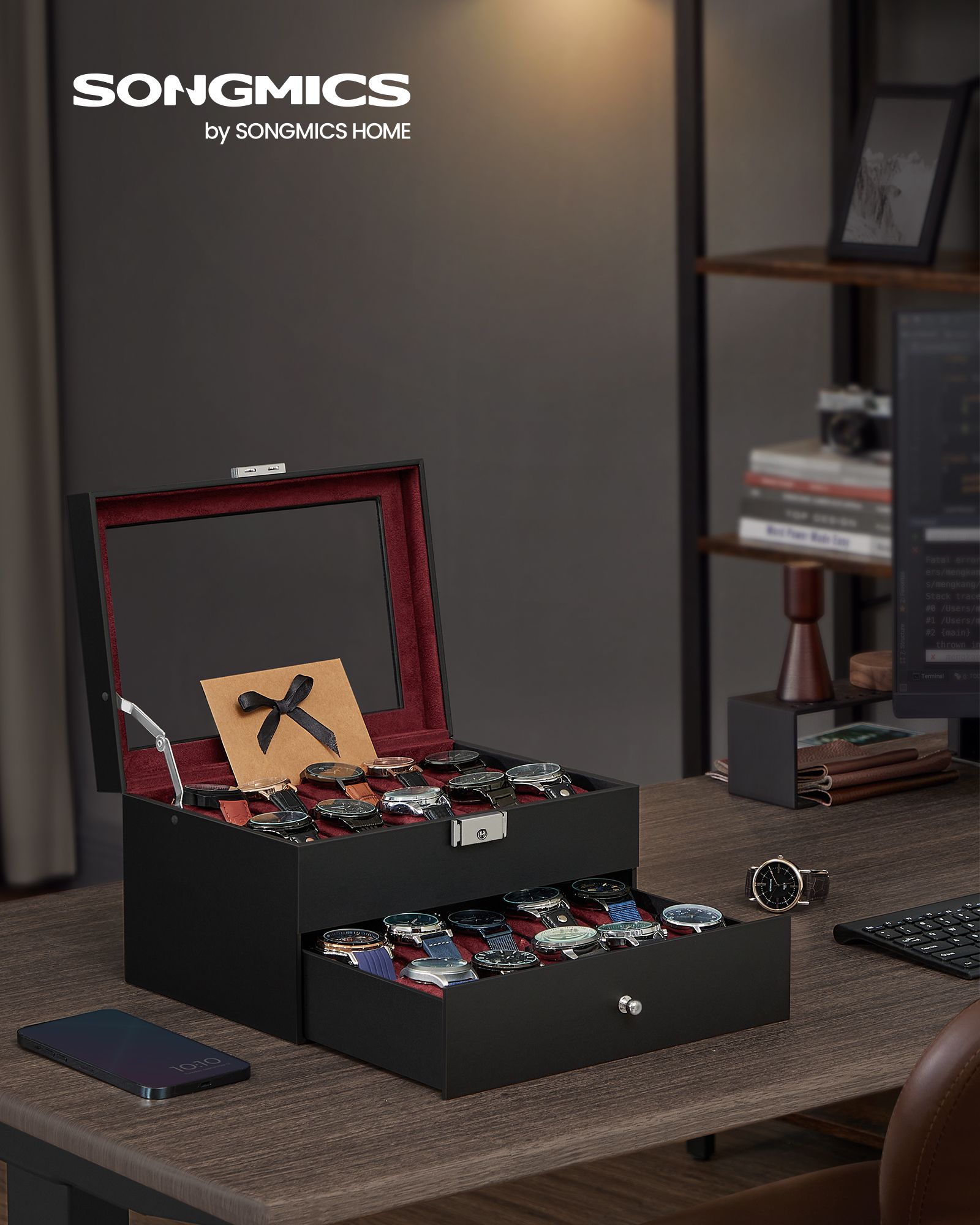 20-Slot Watch Box with Glass Lid