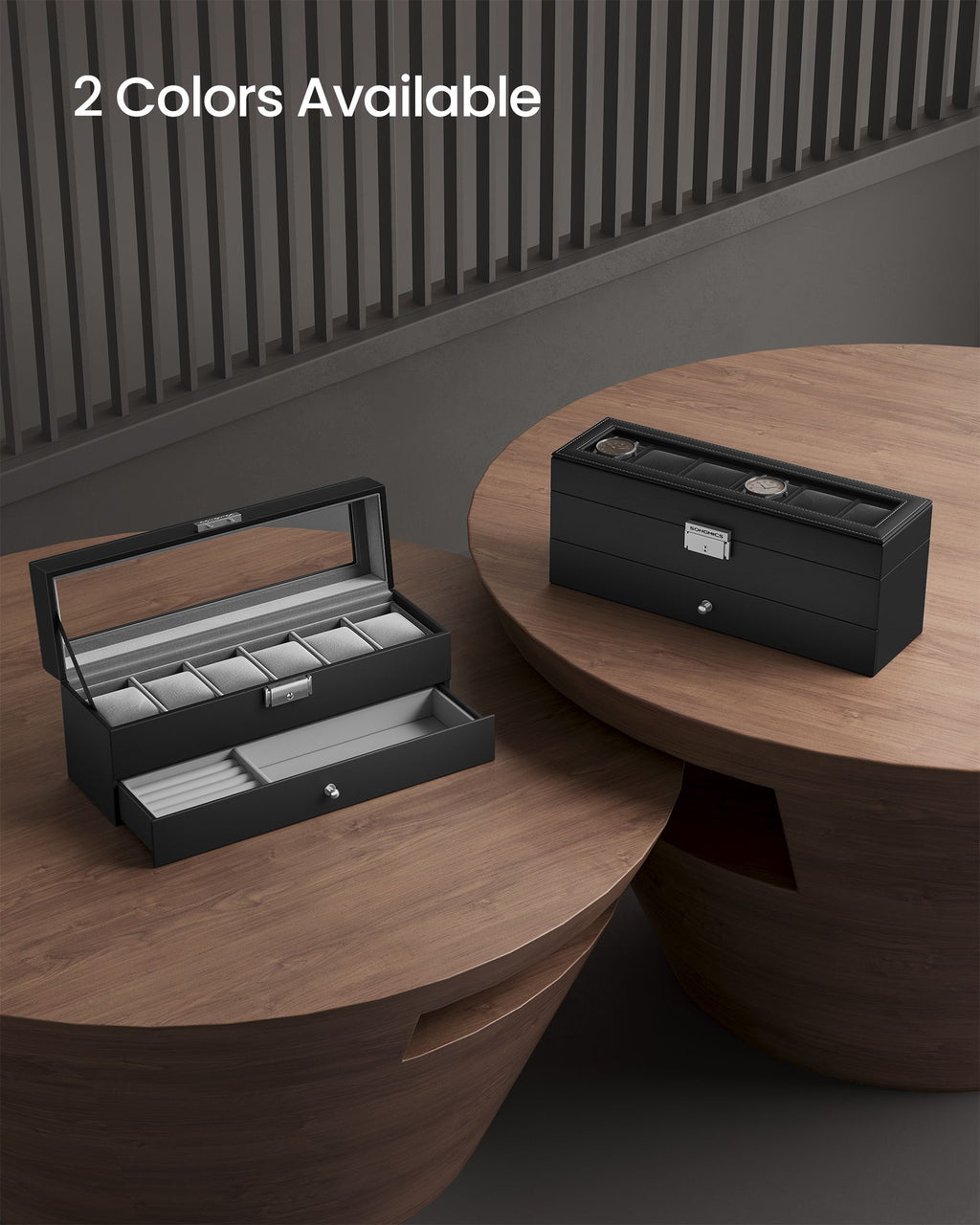 6-Slot Lockable Watch Case with Glass Lid