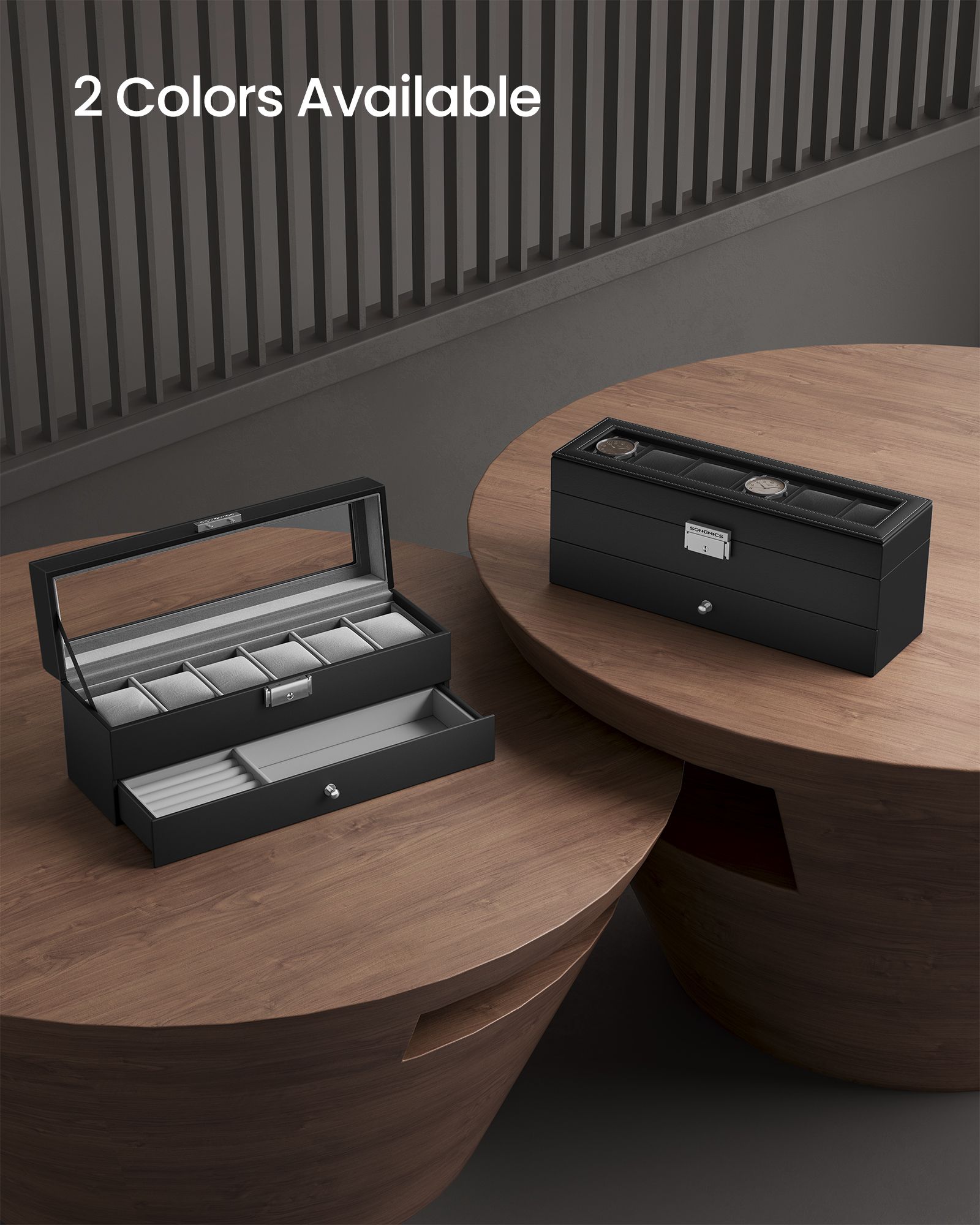 6-Slot Lockable Watch Case with Glass Lid