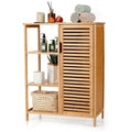 Bamboo Bathroom Storage Cabinet with Single Door-Natural - Color: Natural