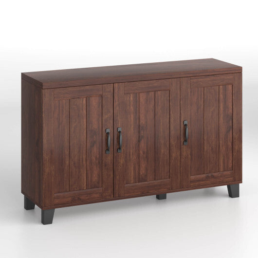 3-Door Buffet Sideboard with Adjustable Shelves and Anti-Tipping Kits-White Wash