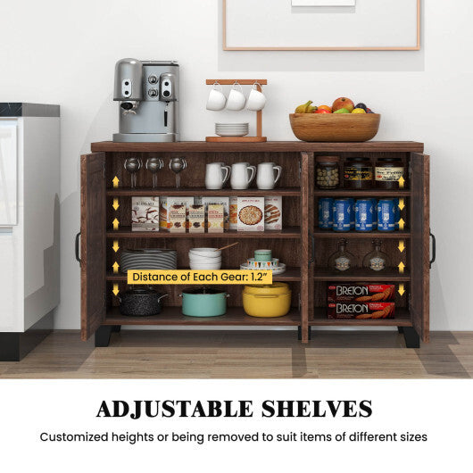 3-Door Buffet Sideboard with Adjustable Shelves and Anti-Tipping Kits-White Wash