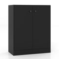 2-Door Modern Floor Storage Cabinet with 3-Tier Shelf-Brown