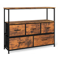 TV Stand Dresser for 45 Inch TV 5 Fabric Drawer Entertainment Center-Brown