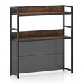 Multipurpose 2-Tier Desktop Bookshelf with Pegboard for up to 32 Inch Computer Monitor-Rustic Brown