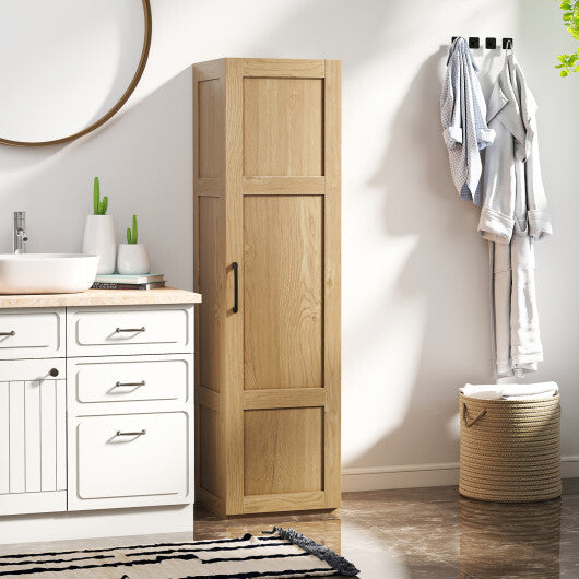 Tall Storage Cabinet with 4 Storage Shelves for Bathroom Living Room-Black