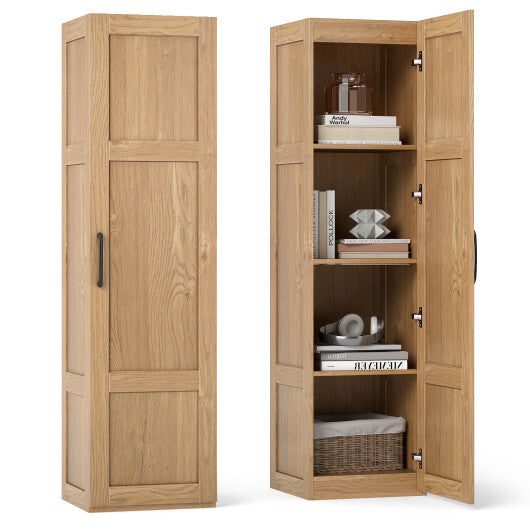 Tall Storage Cabinet with 4 Storage Shelves for Bathroom Living Room-Black