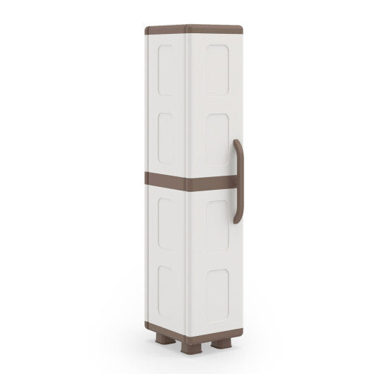Plastic Kitchen Pantry with 4 Adjustable Shelves and Single Door for Living Room and Kitchen-Gray