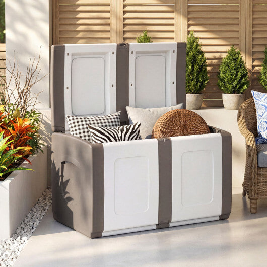 53 Gallon Patio Container with Lockable Lid  for Packages and Garden-Gray