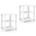 3-Tier Modern Nightstand Square Side Table with Open Storage Shelves Set of 2-White