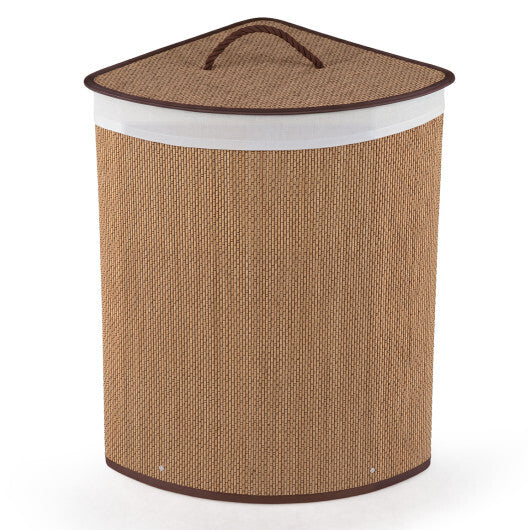 15 Gal Capacity Bamboo Laundry Hamper with Removable Liner-Brown