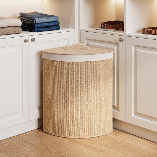 15 Gal Capacity Bamboo Laundry Hamper with Removable Liner-Brown