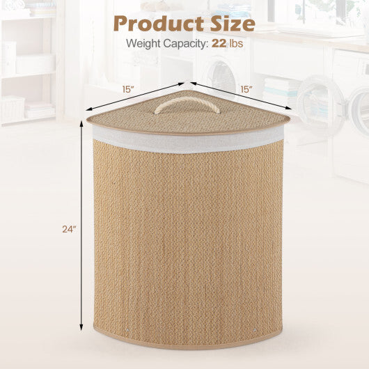 15 Gal Capacity Bamboo Laundry Hamper with Removable Liner-Brown