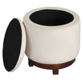 360? Swivel Velvet Foot Rest with Hidden Storage for Living Room-Beige