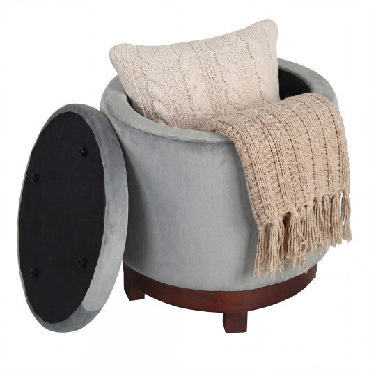 360? Swivel Velvet Foot Rest with Hidden Storage for Living Room-Beige