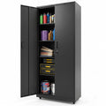 Rolling Metal Storage Cabinet 73 Inches Lockable File Cabinet with 4 Smooth Wheels-Black