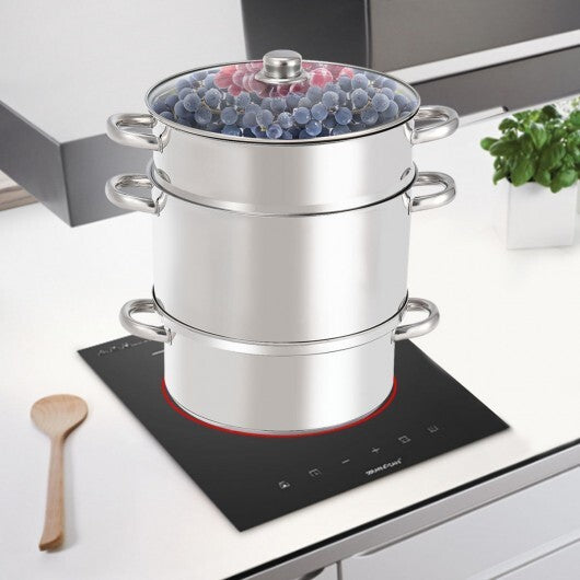 11-Quart Stainless Steel Pan Fruit Juicer Steamer - Color: Silver