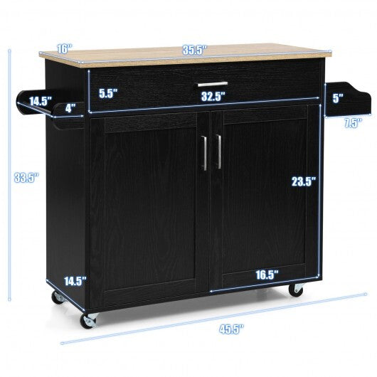 Rolling Kitchen Island Cart with Towel and Spice Rack-Gray