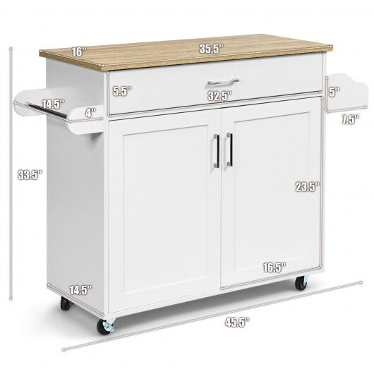 Rolling Kitchen Island Cart with Towel and Spice Rack-Gray