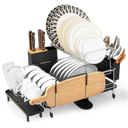 2-Tier Detachable Dish Rack with Drainboard and 360? Swivel Spout