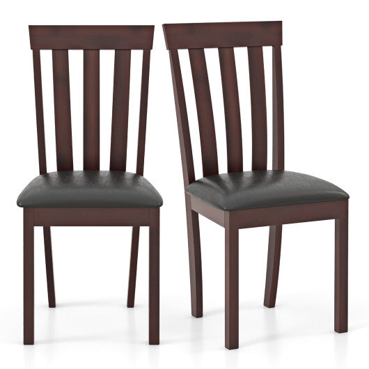 Dining Chair Set of 2 Upholstered Wooden Kitchen Chairs with Padded Seat and Rubber Wood Frame-White