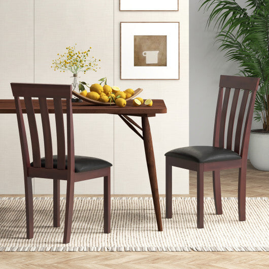 Dining Chair Set of 2 Upholstered Wooden Kitchen Chairs with Padded Seat and Rubber Wood Frame-White