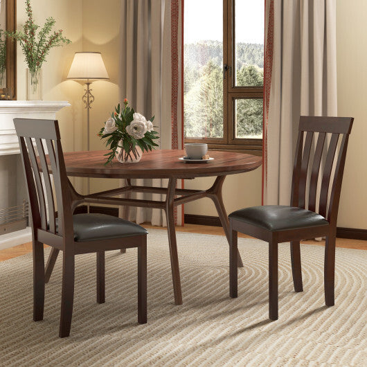 Dining Chair Set of 2 Upholstered Wooden Kitchen Chairs with Padded Seat and Rubber Wood Frame-White