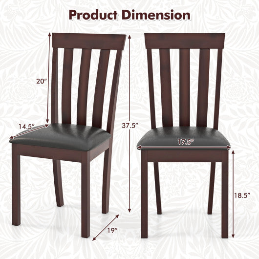 Dining Chair Set of 2 Upholstered Wooden Kitchen Chairs with Padded Seat and Rubber Wood Frame-White