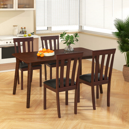 Dining Chair Set of 2 Upholstered Wooden Kitchen Chairs with Padded Seat and Rubber Wood Frame-White