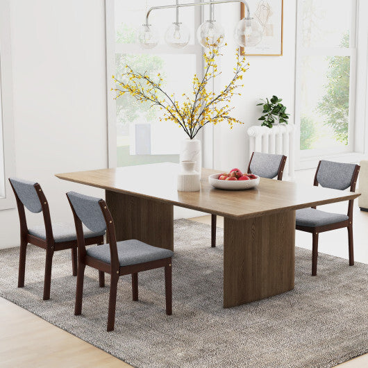 Set of 2 Wood Kitchen Chairs with Faux Leather Upholstered Seat-Coffee