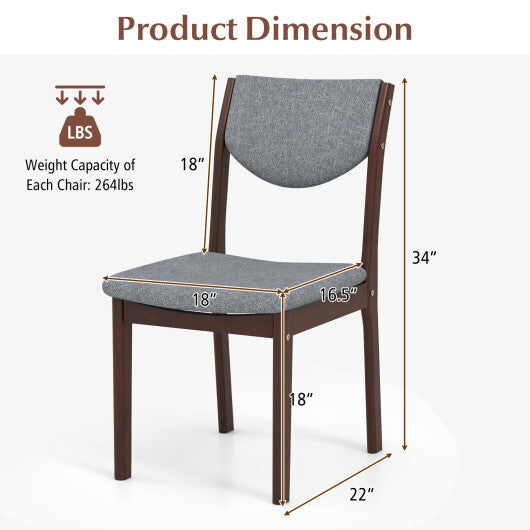 Set of 2 Wood Kitchen Chairs with Faux Leather Upholstered Seat-Coffee