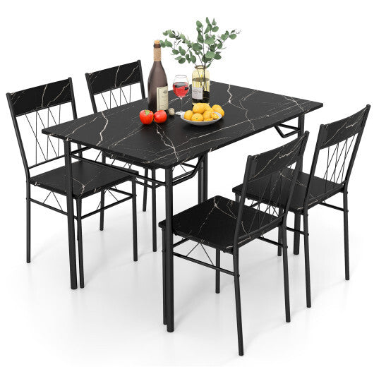 5-Piece Dining Table Set for 4 with Kitchen Table and 4 Dining Chairs-Gray