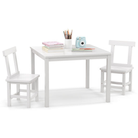 Wooden Kids Table and 2 Chairs Set with Anti-slip Foot Pads-Gray
