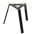 36 Inches Round Glass Dining Table for 4 with Rubber Wood Frame-Natural