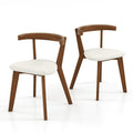 Wood Dining Chair Set of 2 with Padded Seat and Curved Back-Walnut