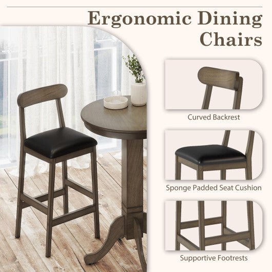 Wood Pub Round Dining Table with Pedestal Base-Gray