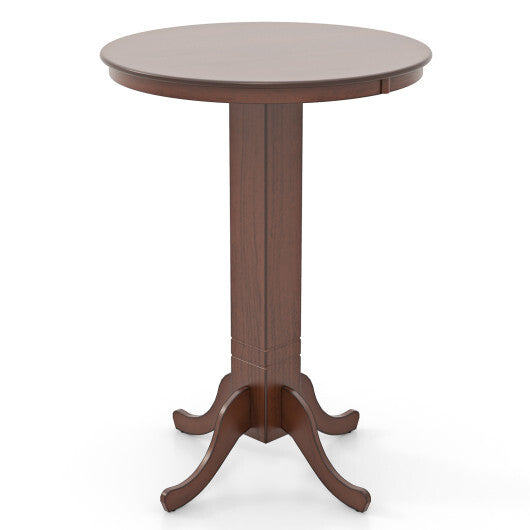 Wood Pub Round Dining Table with Pedestal Base-Gray