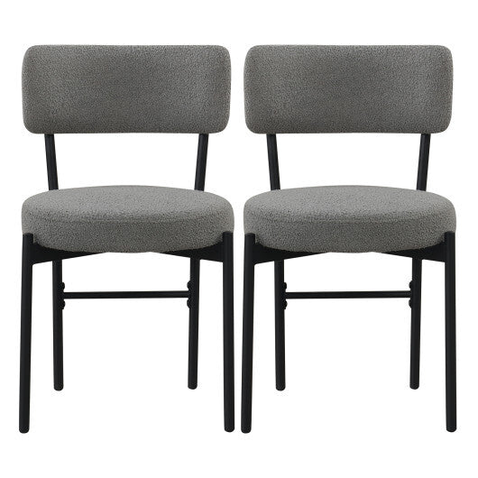 Dining Chair Set of 2 with Curved Backrest and Padded Seat-Gray