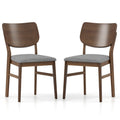 Farmhouse Upholstered Kitchen Chairs Set of 2 with Rubber Wood Frame-Gray
