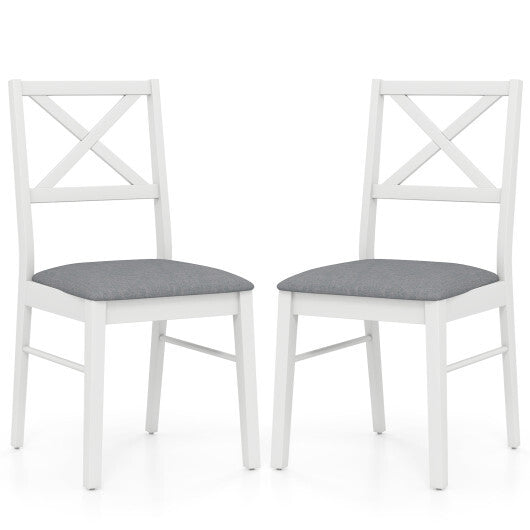 Upholstered Side Dining Chairs Set of 2 with Rubber Wood Frame-Brown