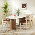 Wooden Dining Chair Set of 2 PU Leather Upholstered Kitchen Armless Chairs-White