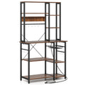 6-Tier Bakers Rack with Power Outlet Stand Wooden Open Shelves-Rusticbrown
