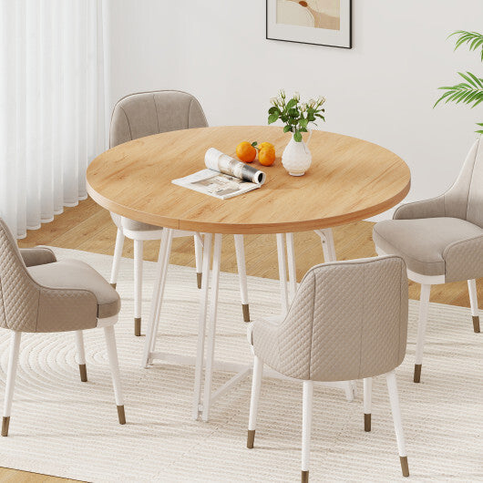 47 Inch Dining Table for 4-6 People Round Kitchen Table with Cross Base-Rustic Brown