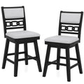 25 Inch Bar Stools Set of 2 with Upholstered Backrest and 360? Rotation Seat-Black